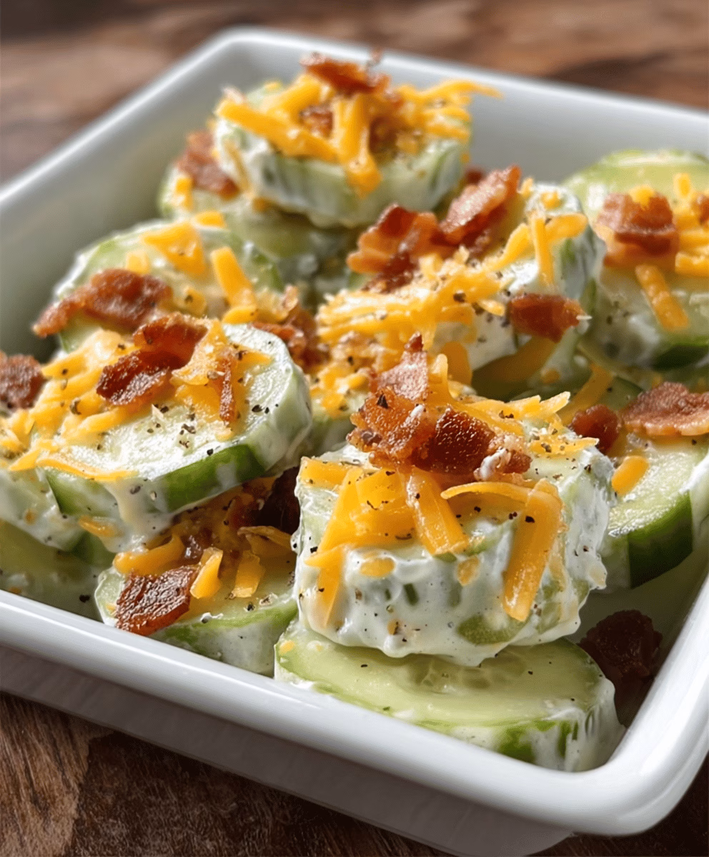 Creamy Cucumber Cheddar Bacon Bites Recipe